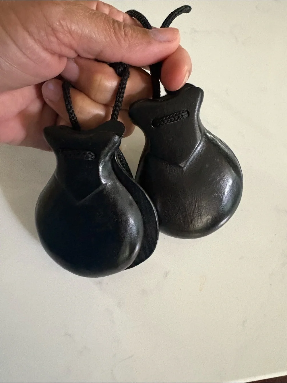 2 Pair of Spanish Flamenco  Black wood Castanets with Cord